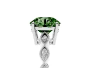 Fancy Green Round Cut Diamond Solitaire Ring Set in Silver with Infinity Twist Pavé Band