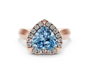 Heart-Shaped Halo Engagement Ring Setting for a Fancy Blue Lab-Grown Diamond | Square Profile Band | Rose Gold