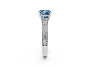 Princess Cut Split Shank Engagement Ring Setting for a Fancy Blue Lab-Grown Diamond | Pave Band | Sterling Silver