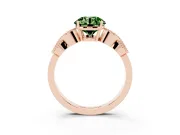 Fancy Green Round Cut Diamond Milgrain Leaf Band Solitaire Ring Set in Rose gold with Accent Stones and Prong Setting