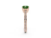 Cushion Cut Pave Solitaire Engagement Ring Setting for a Fancy Green Lab-Grown Diamond | Accented Basket | Rose Gold
