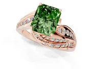 Radiant Cut Bypass Hidden Halo Engagement Ring Setting for a Fancy Green Lab-Grown Diamond | Graduated Pavé | Rose Gold