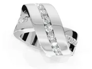 Round Lab-Grown Diamond Channel Set Crossover Wedding Band | Wide Strands | Platinum
