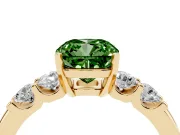 Cushion Cut Five Stone Engagement Ring Setting for a Fancy Green Lab-Grown Diamond | Yellow Gold