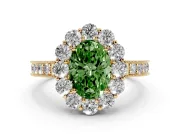 Oval Vintage Halo Engagement Ring Setting for a Fancy Green Lab-Grown Diamond | Yellow Gold