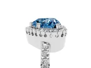 Fancy Blue Heart Cut Diamond Halo Engagement Ring Set in Platinum with Milgrain Detail and Pavé Band
