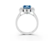 Asscher Cut Milgrain Cluster Halo Engagement Ring Setting for a Fancy Blue Lab-Grown Diamond | Plain Band | Platinum