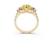 Round Three Stone Engagement Ring Setting for a Fancy Yellow Lab-Grown Diamond | Accented Shoulders | Yellow Gold