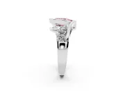 Fancy Pink Pear Cut Diamond Bezel Bypass Ring Set in Platinum with Round Accents