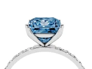 Princess Cut Pave Solitaire Engagement Ring Setting for a Fancy Blue Lab-Grown Diamond | Slim Band | Sterling Silver