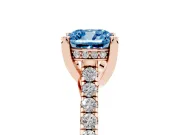 Cushion Cut Hidden Halo Pave Engagement Ring Setting for a Fancy Blue Lab-Grown Diamond | Claw Prongs | Rose Gold