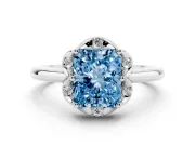 Radiant Cut Petal Halo Engagement Ring Setting for a Fancy Blue Lab-Grown Diamond | Sterling Silver