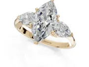 Marquise Three-Stone Engagement Ring Setting | Pear Side Stones | Yellow Gold