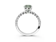 Cushion Cut Pavé Engagement Ring Setting for a Fancy Green Lab-Grown Diamond | Alternating Accents | White Gold