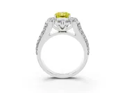 Fancy Yellow Radiant Cut Diamond Halo Engagement Ring Set in Silver with Split Shank and Prong Setting