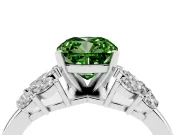 Cushion Cut Leaf Cluster Engagement Ring Setting for a Fancy Green Lab-Grown Diamond | Platinum