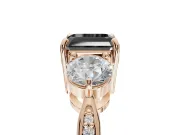 Fancy Black Asscher Cut Lab-Grown Diamond Three-Stone Ring Set in Rose Gold with Channel-Set Band and Prong Setting