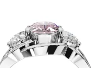 Oval Three Stone Engagement Ring Setting for a Fancy Pink Lab-Grown Diamond | Pavé Split Shank | Sterling Silver