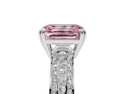 Emerald Cut Three Row Pave Engagement Ring Setting for a Fancy Pink Lab-Grown Diamond | Platinum