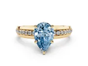 Pear-Shaped Channel Set Engagement Ring Setting for a Fancy Blue Lab-Grown Diamond | Rope Collar | Yellow Gold