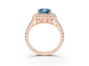 Princess Cut Halo Engagement Ring Setting for a Fancy Blue Lab-Grown Diamond | Rose Gold - Design NV-24799