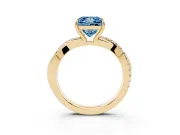 Princess Cut Crossover Engagement Ring Setting for a Fancy Blue Lab-Grown Diamond | Yellow Gold