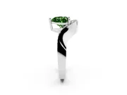 Heart-Shaped Bypass Engagement Ring Setting for a Fancy Green Lab-Grown Diamond | Pavé Ribbon | Sterling Silver