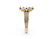 Marquise Hidden Halo Engagement Ring Setting | Triple Row Pavé Band | Yellow Gold