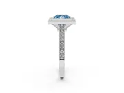 Princess Cut Vintage Milgrain Halo Engagement Ring Setting for a Fancy Blue Lab-Grown Diamond | Bezel Head | Platinum