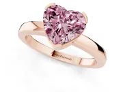 Heart-Shaped Solitaire Engagement Ring Setting for a Fancy Pink Lab-Grown Diamond | Flat Tab Prongs | Rose Gold
