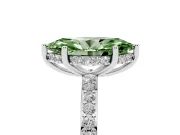 Fancy Green Marquise Cut Diamond Pavé Band Ring Set in White gold with Prong-Set Center Stone