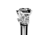 Heart-Shaped Three Stone Engagement Ring Setting for a Black Center | Plain Squared Band | Platinum