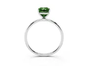Fancy Green Radiant Cut Diamond Solitaire Engagement Ring Set in Platinum with Thin Band and Prong Setting