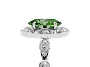 Oval Halo Engagement Ring Setting for a Fancy Green Lab-Grown Diamond | Bezel Stations | Platinum