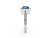 Princess Cut Milgrain Halo Engagement Ring Setting for a Fancy Blue Lab-Grown Diamond | Side Stones | Sterling Silver
