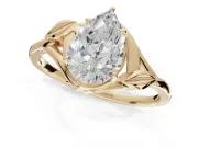 Pear-Shaped Leaf Bypass Solitaire Engagement Ring Setting | Polished Band | Yellow Gold