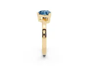Fancy Blue Heart Cut Diamond Solitaire Ring Set in Yellow gold with Prong Head and Smooth Polished Band