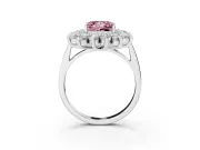 Princess Cut Floral Double Halo Engagement Ring Setting for a Fancy Pink Lab-Grown Diamond | Plain Band | Platinum