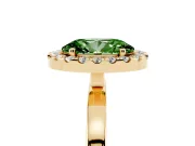 Oval Thin Halo Engagement Ring Setting for a Fancy Green Lab-Grown Diamond | Plain Polished Band | Yellow Gold