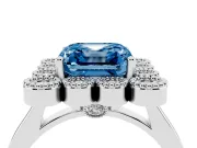 Asscher Cut Halo Engagement Ring Setting for a Fancy Blue Lab-Grown Diamond | Sterling Silver - Design NV-24775