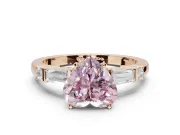 Heart-Shaped Tapered Baguette Engagement Ring Setting for a Fancy Pink Lab-Grown Diamond | Rose Gold