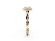 Cushion Cut Halo Engagement Ring Setting | Pavé Twist Band | Yellow Gold