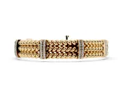 Round Lab-Grown Diamond Pavé Triple Rope Bracelet | Stone-Set Crossbars | Yellow Gold