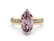 Marquise Channel Set Engagement Ring Setting for a Fancy Pink Lab-Grown Diamond | Rope Collar | Yellow Gold