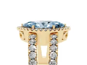Marquise Halo Split Shank Engagement Ring Setting for a Fancy Blue Lab-Grown Diamond | Yellow Gold