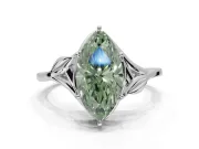 Marquise Leaf Bypass Solitaire Engagement Ring Setting for a Fancy Green Lab-Grown Diamond | Sterling Silver