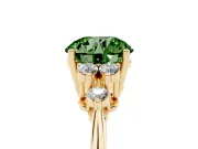 Round Cluster Accent Engagement Ring Setting for a Fancy Green Lab-Grown Diamond | Yellow Gold