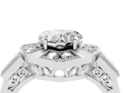Heart Cut Diamond Milgrain Halo Ring Set in Silver with Split Shank