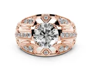Round Art Deco Graduated Pave Engagement Ring Setting | Split Shank | Rose Gold