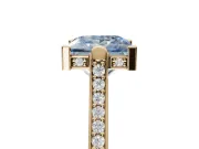 Princess Cut Vintage Cathedral Engagement Ring Setting for a Fancy Blue Lab-Grown Diamond | Carved Band | Yellow Gold